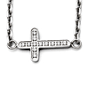 Stainless Steel 3/4in Cubic Zirconia Sideways Cross Necklace