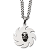 1 3/8in Stainless Steel Skull and Saw Blade 24in Necklace