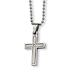 Stainless Steel 1 1/4in Diamond Cross with 22in Bead Chain