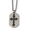 Stainless Steel Black-plated Cross Polished 22in Necklace