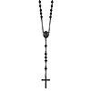 Men's Black-plated Stainless Steel Rosary Necklace