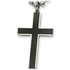 2 1/8in Stainless Steel Carbon Fiber Cross Necklace 22in