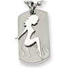 Stainless Steel Girl Dog Tag Necklace 22in