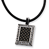 Stainless Steel Gold & Black CZ Carbon Fiber 22in Necklace