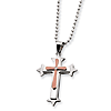 Stainless Steel and Chocolate CZ Cross Necklace 24in