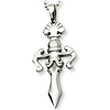 Stainless Steel Large Ornate Dagger Necklace 24in