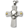 Stainless Steel 2in Skull on Cross 24in Necklace 