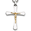 Stainless Steel 1 1/2in 14k Accent Crucifix Necklace