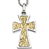 Stainless Steel 1 1/4in 14kt Yellow Gold Accent Cross on 22in Necklace 