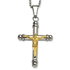 Stainless Steel 1 3/4in Gold-plated Crucifix Necklace