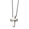 Stainless Steel Polished Brushed Cross Necklace 22in