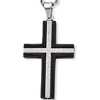 Stainless Steel 1 3/4in Black-plated Cross 24in Necklace