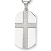 Stainless Steel 1 3/4in Brushed Dog Tag Cross Necklace