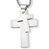 Stainless Steel Two Crosses on 24in Necklace