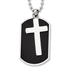 Stainless Steel 1 3/4in Black Plated Moveable Dog Tag Cross Necklace