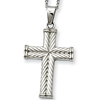 Stainless Steel 1 1/2in Textured Cross on 22in Necklace