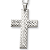 Stainless Steel 1 3/4in Textured Cross on 24in Necklace 