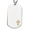Stainless Steel 2in Dog Tag Cross Diamond Necklace