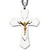 Stainless Steel 3in Gold-plated Pointed Crucifix Necklace