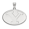 Brigham Young University Oval Pendant 3/4in 14k White Gold