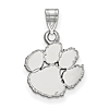 Sterling Silver 1/2in Clemson University Paw Pendant