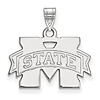 Mississippi State University Pendant 1/2in 14k White Gold
