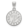 14k White Gold 5/8in Round Texas Rangers Baseball Pendant