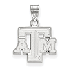 14kt White Gold 1/2in Texas A&M University Beveled Pendant