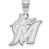 Sterling Silver 5/8in Miami Marlins M Pendant