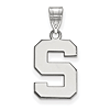 Sterling Silver 5/8in Michigan State University Block S Logo Pendant