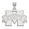 Mississippi State University Pendant 5/8in 14k White Gold