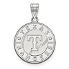 14k White Gold 3/4in Round Texas Rangers Pendant