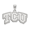 10kt White Gold 5/8in Texas Christian University TCU Logo Pendant