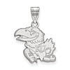 Sterling Silver 5/8in University of Kansas Jayhawk Left Pendant