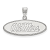 14k White Gold 1/2in Ole Miss Oval Pendant