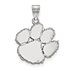 Sterling Silver 3/4in Clemson University Tiger Paw Pendant