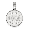 Sterling Silver 3/4in Chicago Cubs Round Laser-cut Pendant