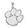 Sterling Silver 1in Clemson University Paw Pendant