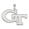 14k White Gold Georgia Tech Pendant 1in 