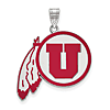 University of Utah Enamel Pendant 1in Sterling Silver