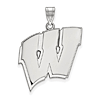 14kt White Gold 1in University of Wisconsin W Pendant