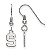 Sterling Silver Michigan State Block S Extra Small Dangle Earrings