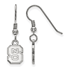 Silver North Carolina State Block S Extra Small Dangle Earrings