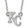 10kt White Gold 1/2in Kansas City Royals KC Pendant on 18in Chain
