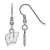 Sterling Silver University of Wisconsin Extra Small Dangle Earrings