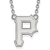 Sterling Silver 5/8in Pittsburgh Pirates P Pendant on 18in Chain