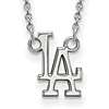 14k White Gold 1/2in Los Angeles Dodgers LA Pendant on 18in Chain