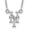 Sterling Silver 1/2in New York Mets NY Pendant on 18in Chain