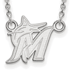Sterling Silver 1/2in Miami Marlins Pendant on 18in Chain