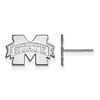 Mississippi State University Logo Extra Small Earrings 14k White Gold